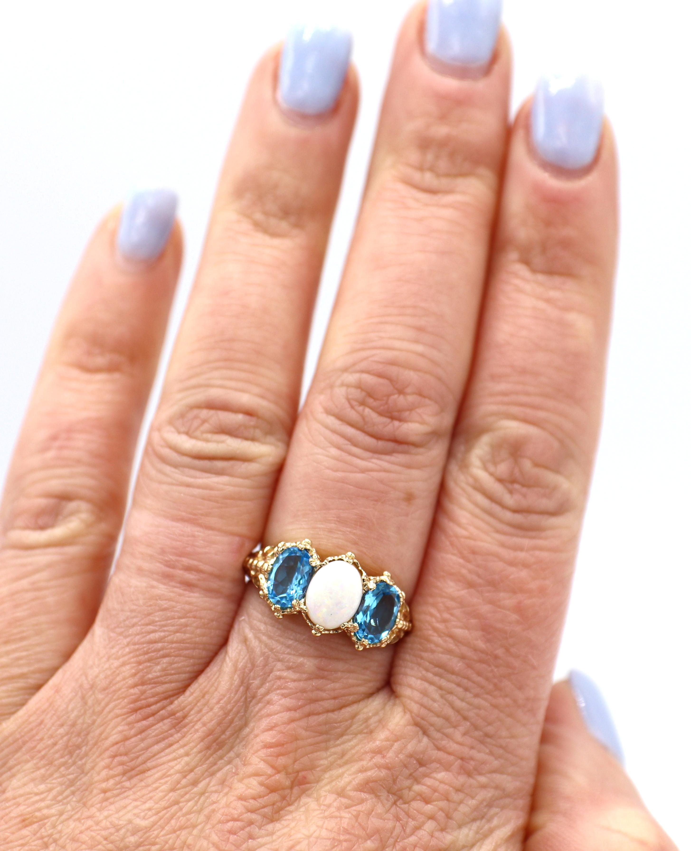 blue topaz and opal ring