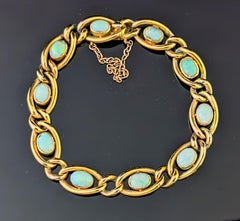 Antique Opal bracelet, 15ct yellow gold, curb link, boxed