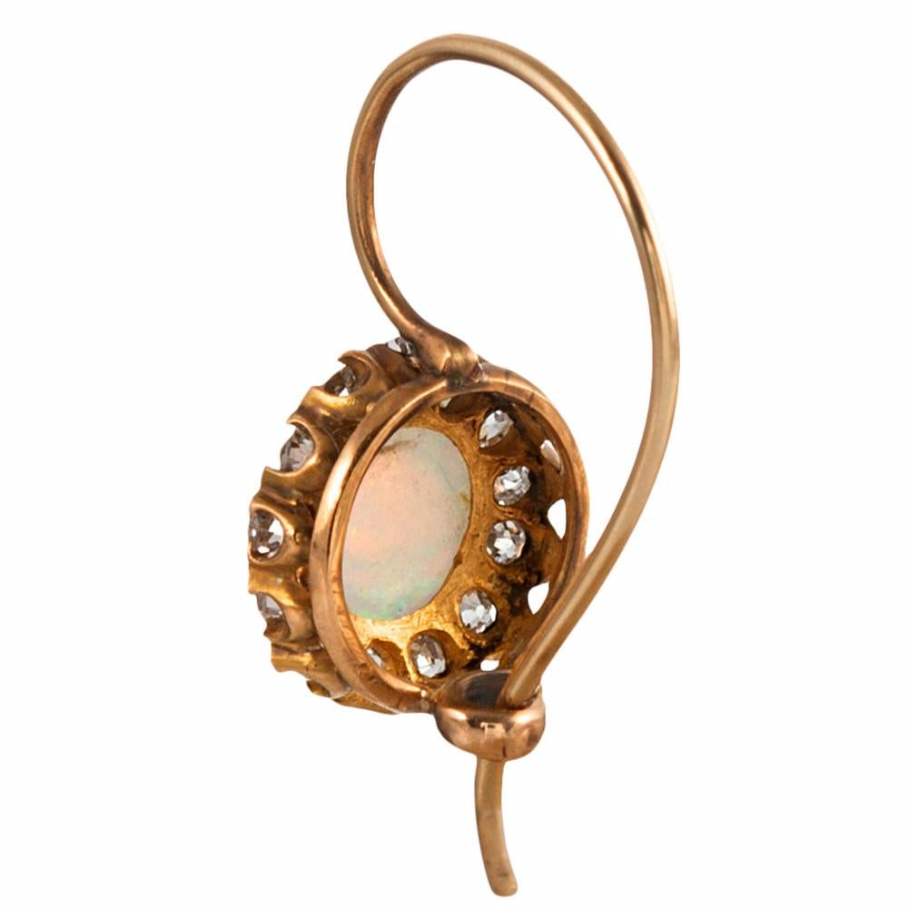 Women's Antique Opal and Diamond Cluster Earrings