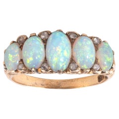 Antique Opal Diamond Five Stone Ring