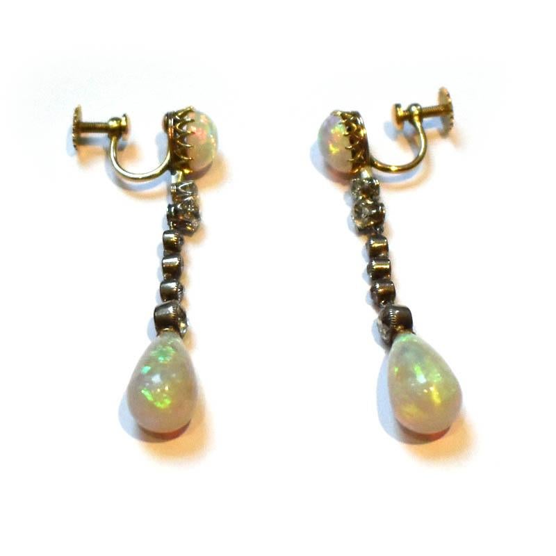 antique opal drop earrings