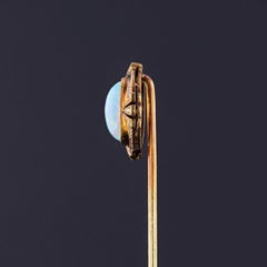 Antique Opal & Enamel Stickpin of 14k Gold, Circa 1890