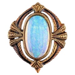 Antique Opal & Enamel Stickpin of 14k Gold, Circa 1890