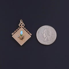 Antique Opal Flower Locket of 10k Gold