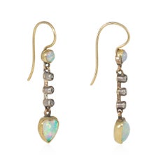 Antique opal heart pendant earrings