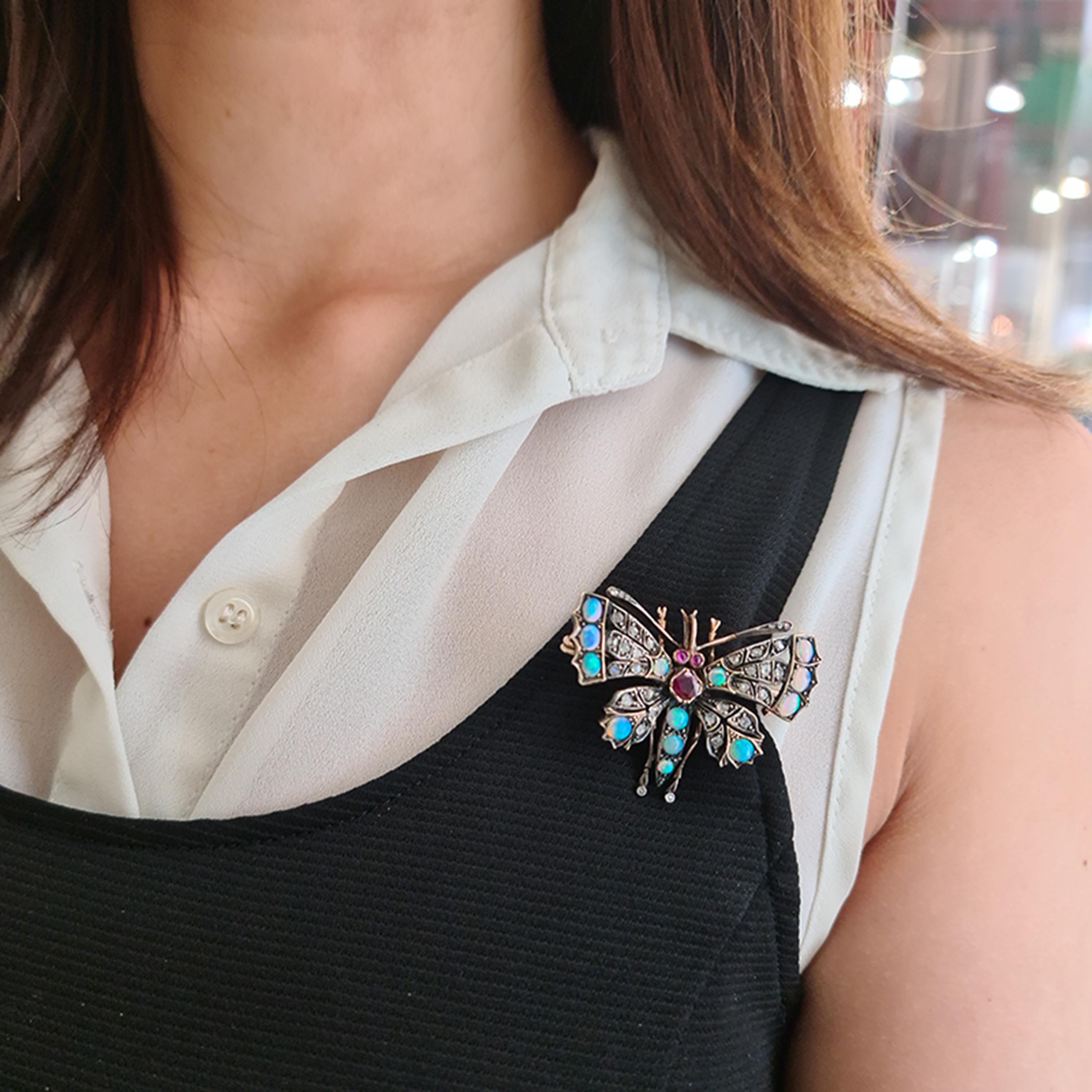 opal butterfly brooch