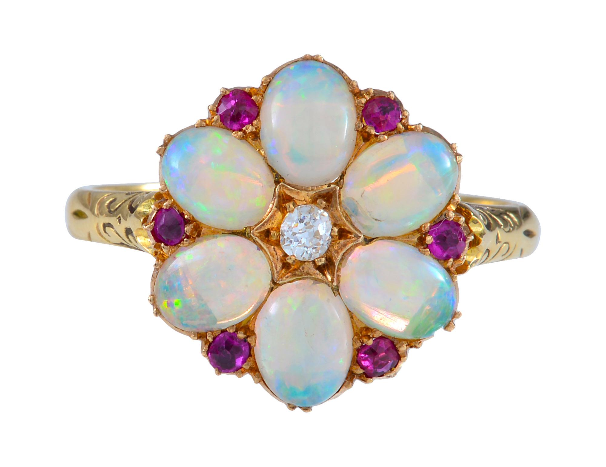 antique ruby and opal ring