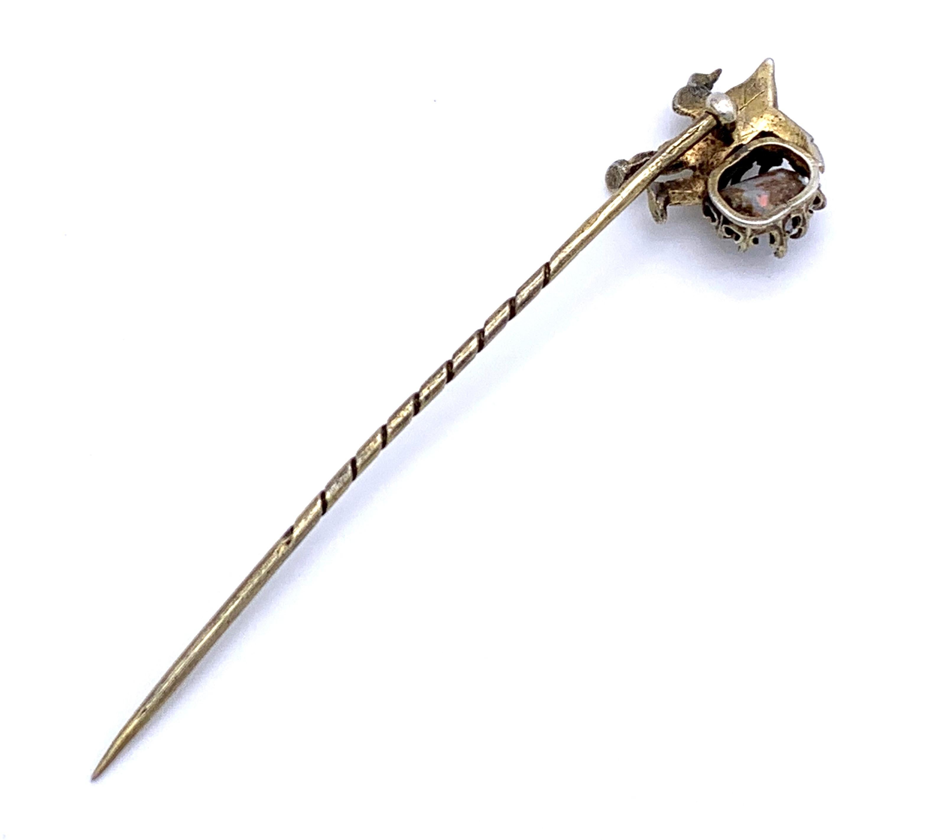Victorian Antique Opal Silver Stickpin Tiepin of a Gnome For Sale
