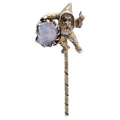 Antique Opal Silver Stickpin Tiepin of a Gnome