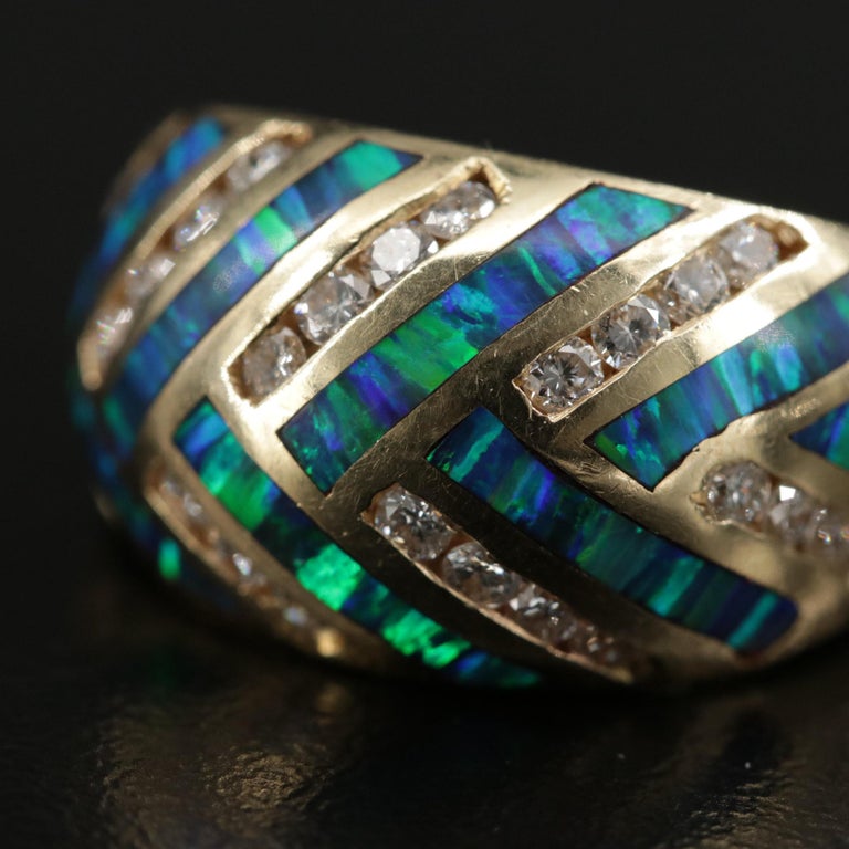 Customizable Antique Opal Wedding Band Rainbow Opal Engagement Band ...
