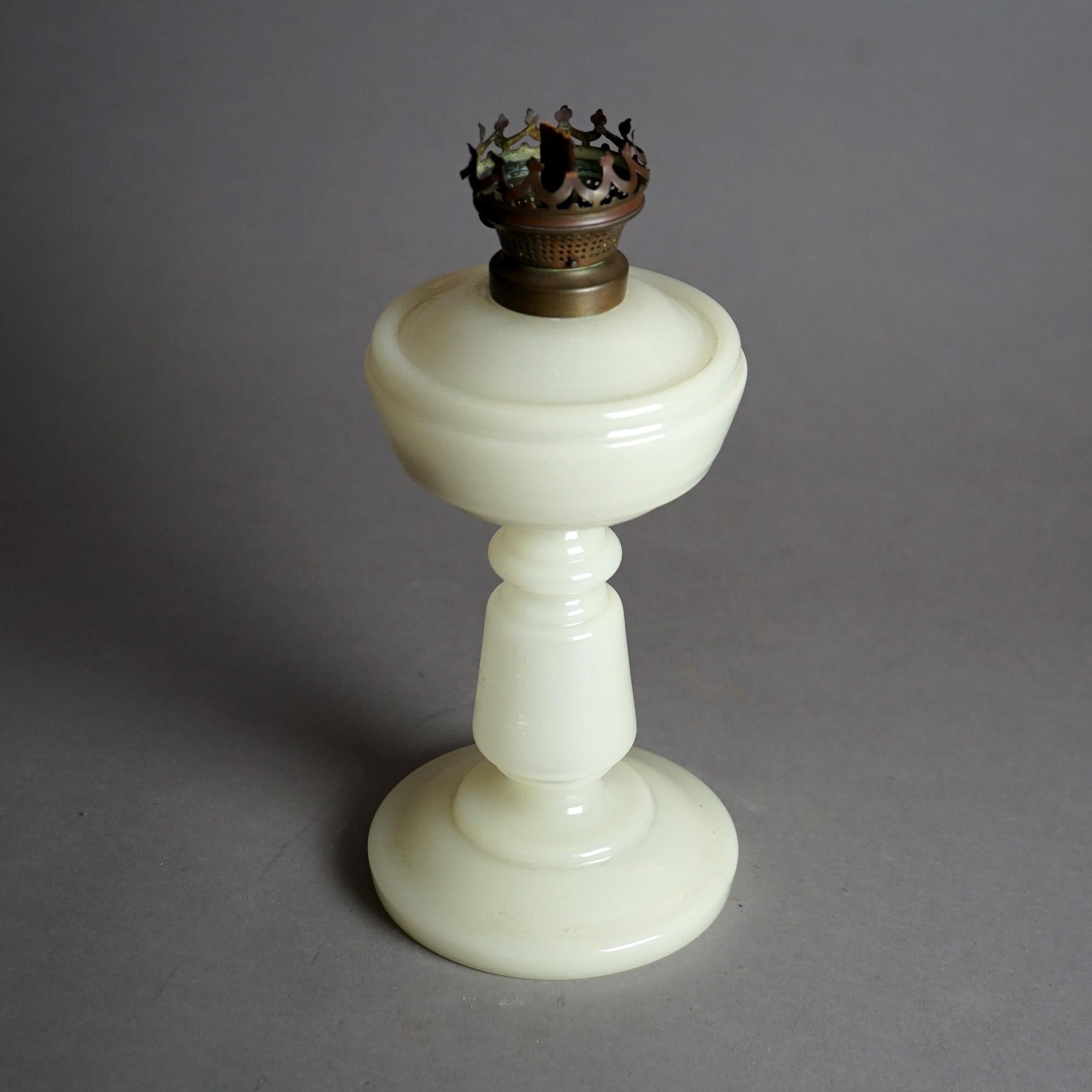 19th Century Antique Opaline Clamshell Glass Kerosene Lamp C1870 For Sale