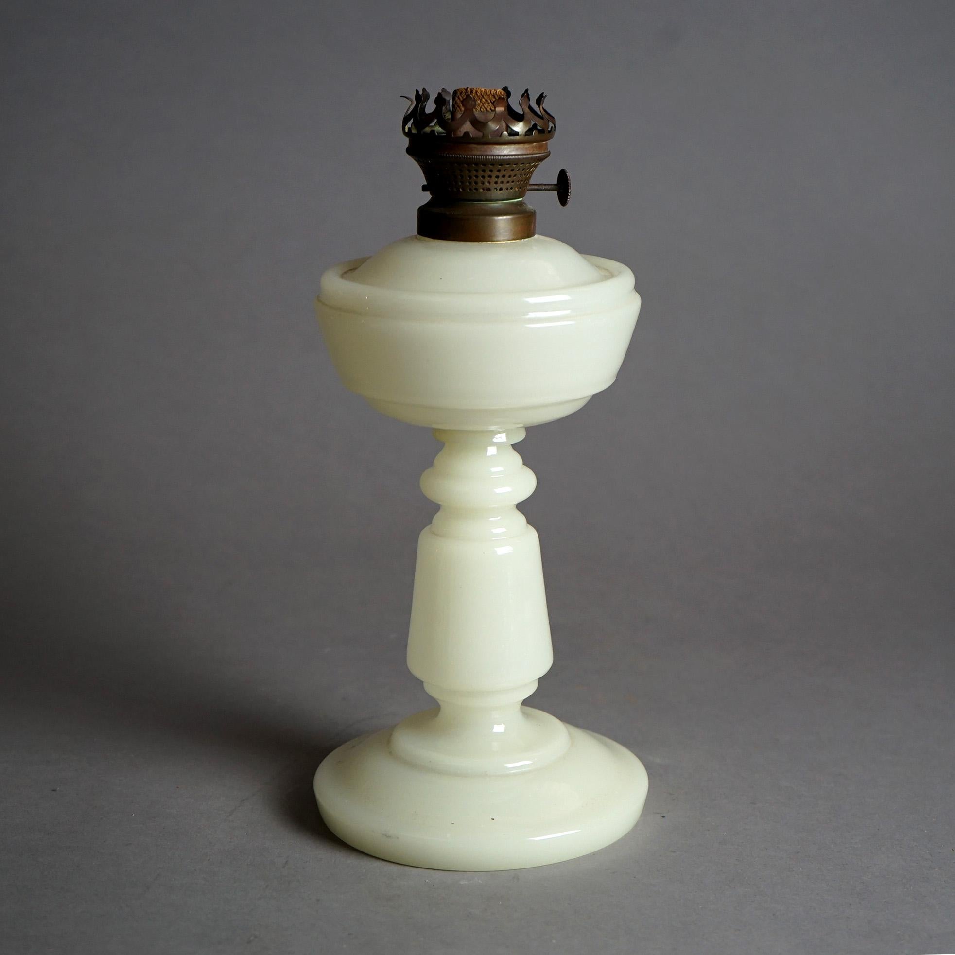 Antique Opaline Clamshell Glass Kerosene Lamp C1870 For Sale 1