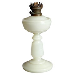 Antique Opaline Clamshell Glass Kerosene Lamp C1870