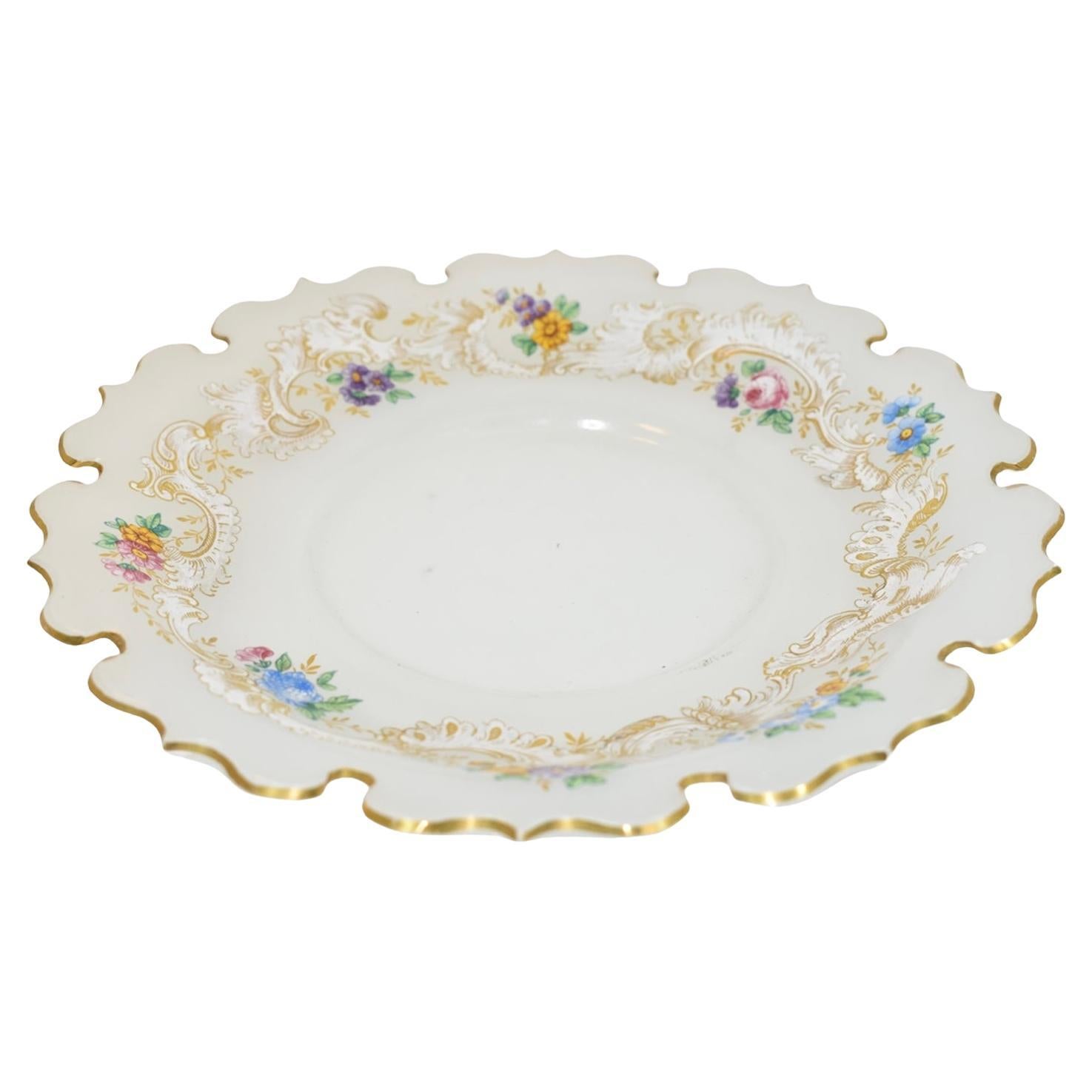 Antique Opaline Enameled Glass Tazza Bowl and Plate, 19th Century For Sale 3