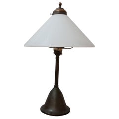 Antique Opaline Glass and Brass Table Lamp