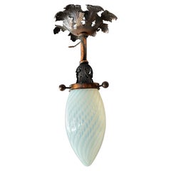 Antique Opaline Glass Teardrop Pendant Light