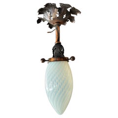 Used Opaline Glass Teardrop Pendant Light 