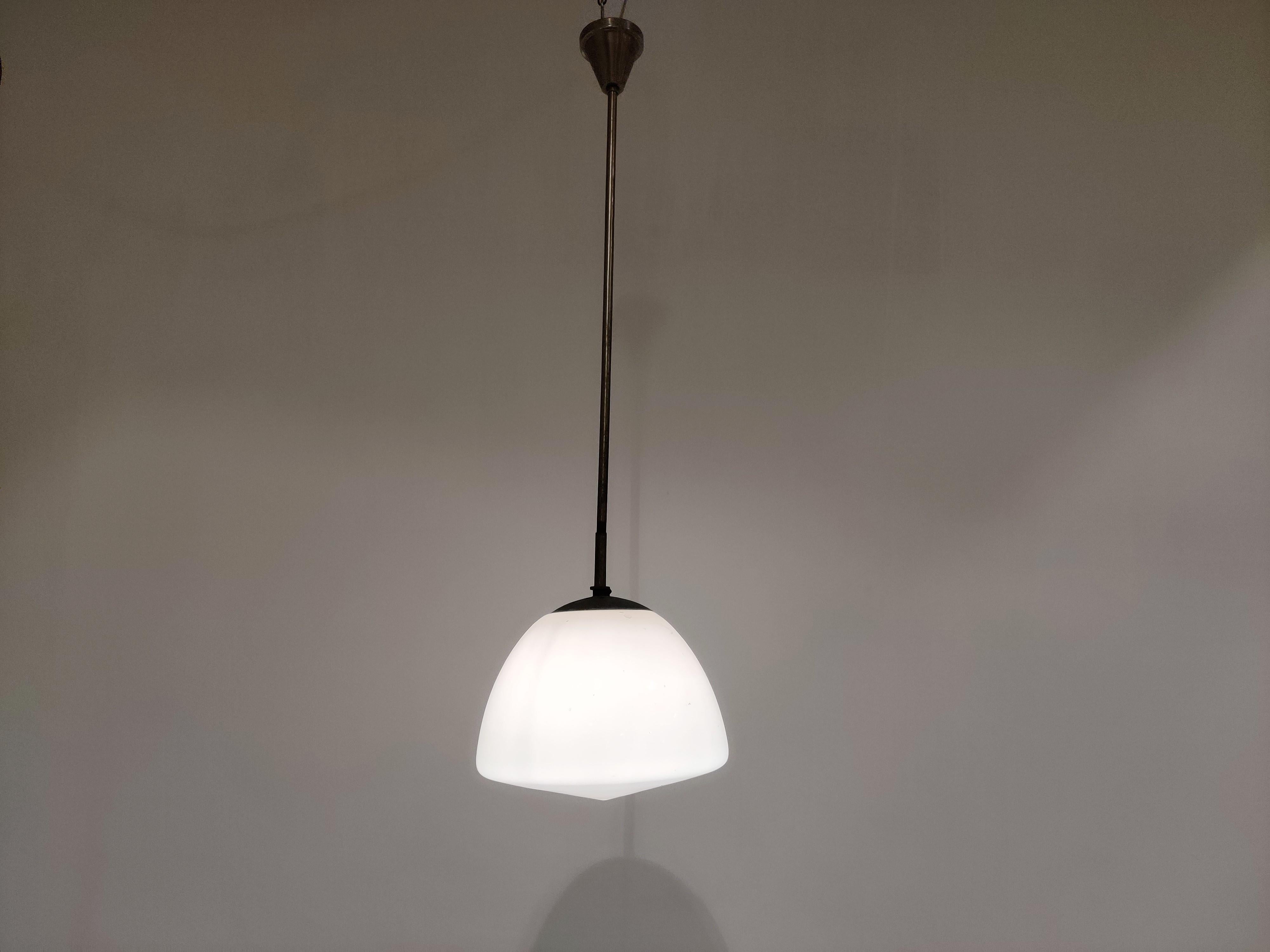 Antique Opaline Pendant Light, 1930s In Good Condition For Sale In HEVERLEE, BE