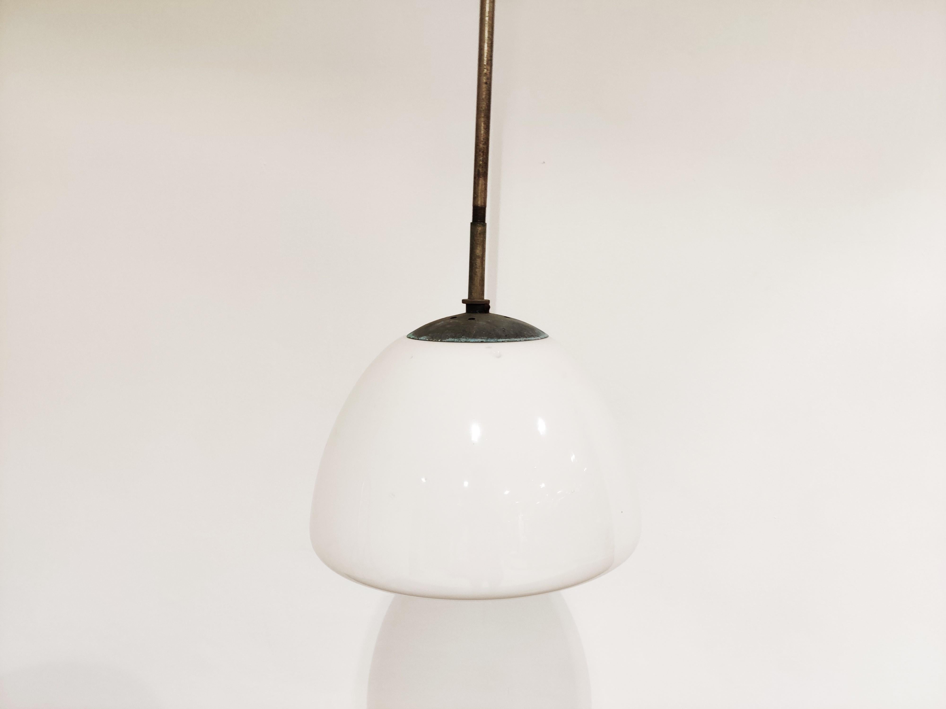 Antique Opaline Pendant Light, 1930s In Good Condition For Sale In Leuven, Vlaams Gewest