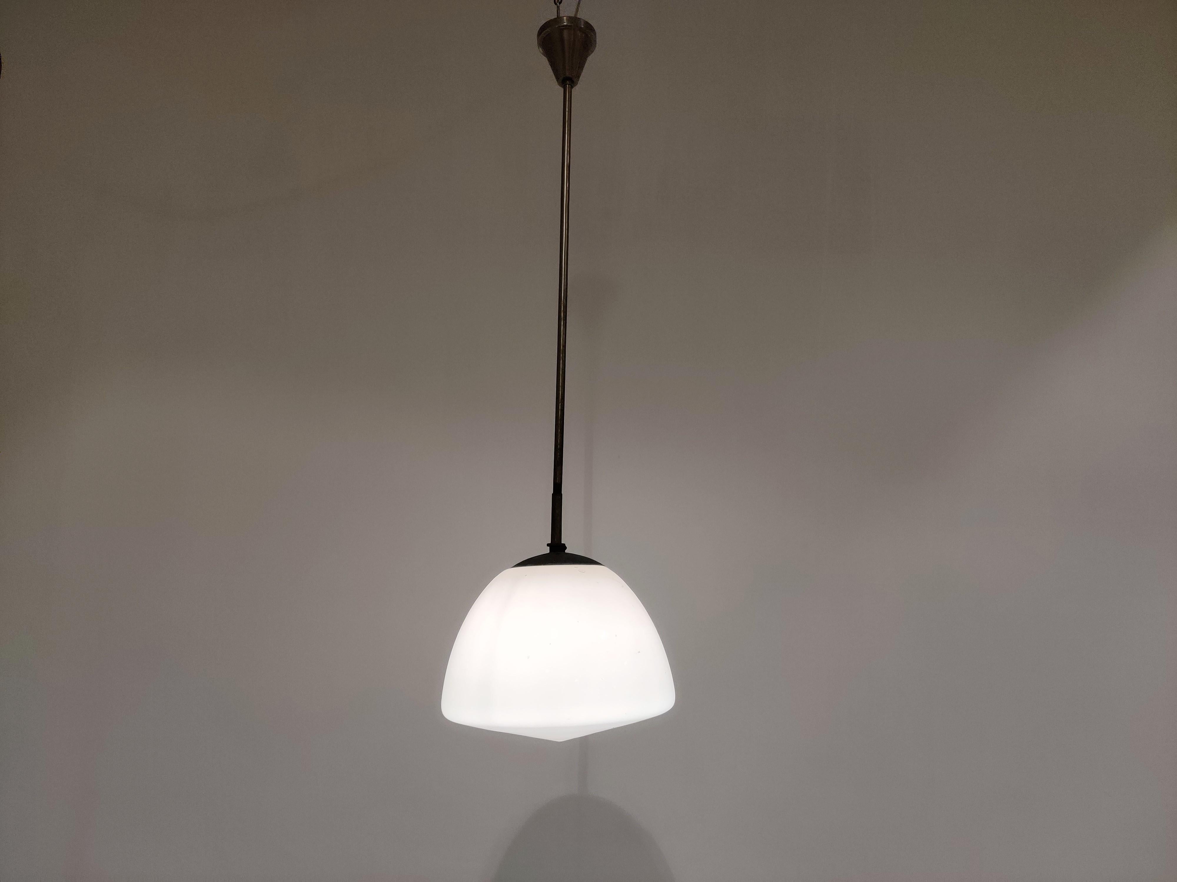 Mid-20th Century Antique Opaline Pendant Light, 1930s For Sale