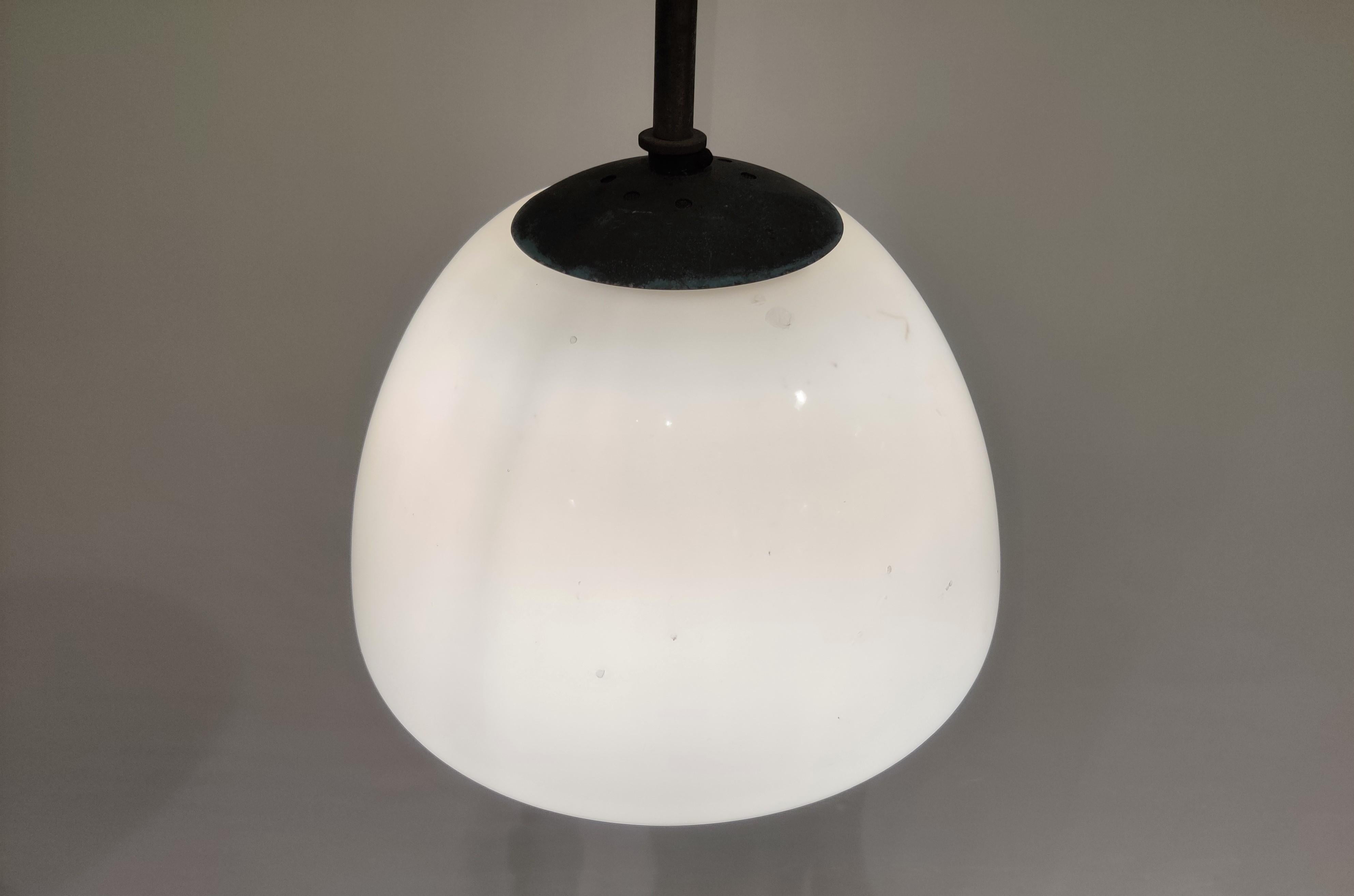 Opaline Glass Antique Opaline Pendant Light, 1930s For Sale