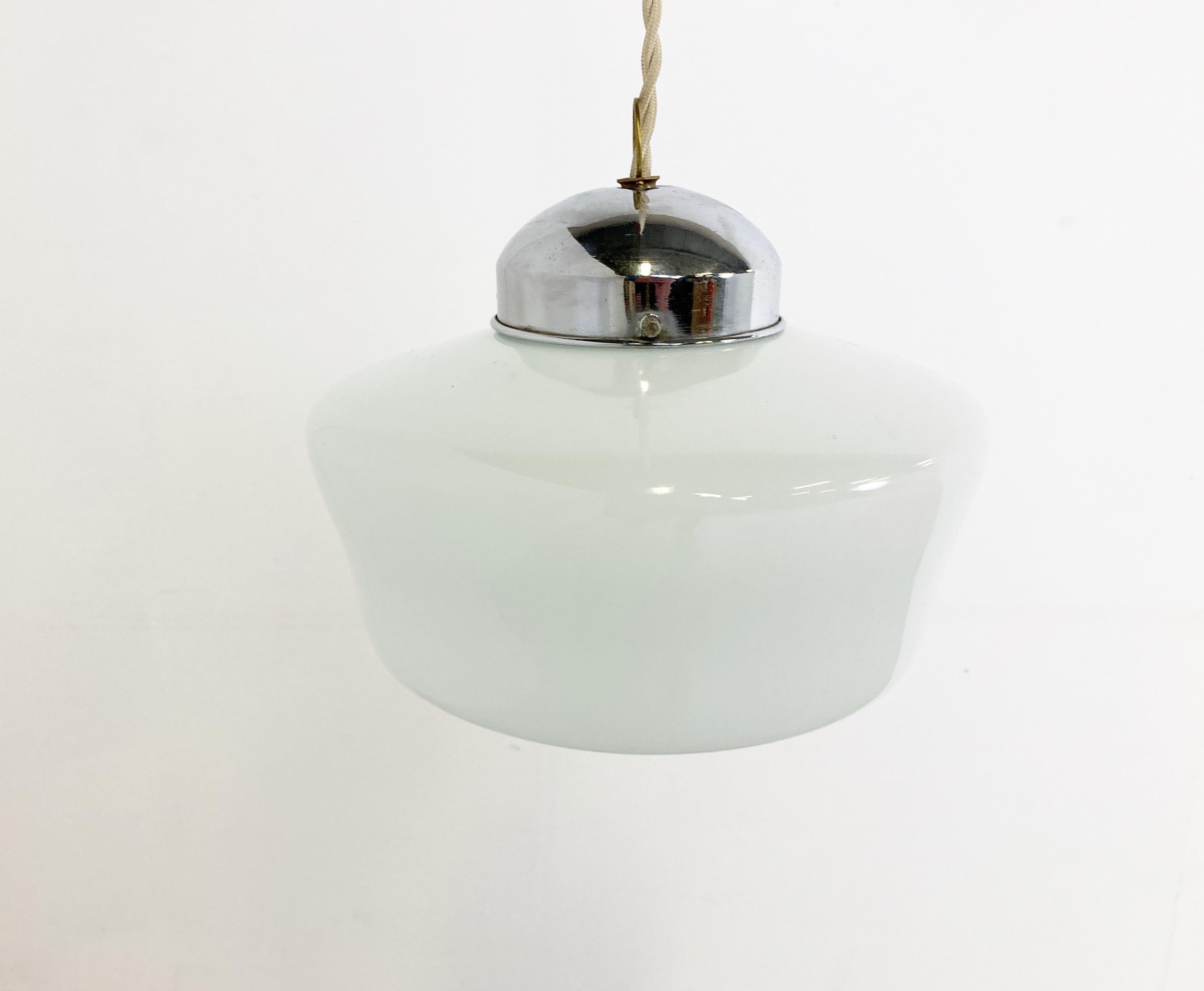 Antique Opaline Pendant Light, 1930s For Sale 1