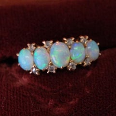 Antique Opals and Old Cut Diamonds Ring