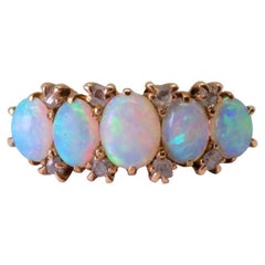 Antique Opals and Old Cut Diamonds Ring