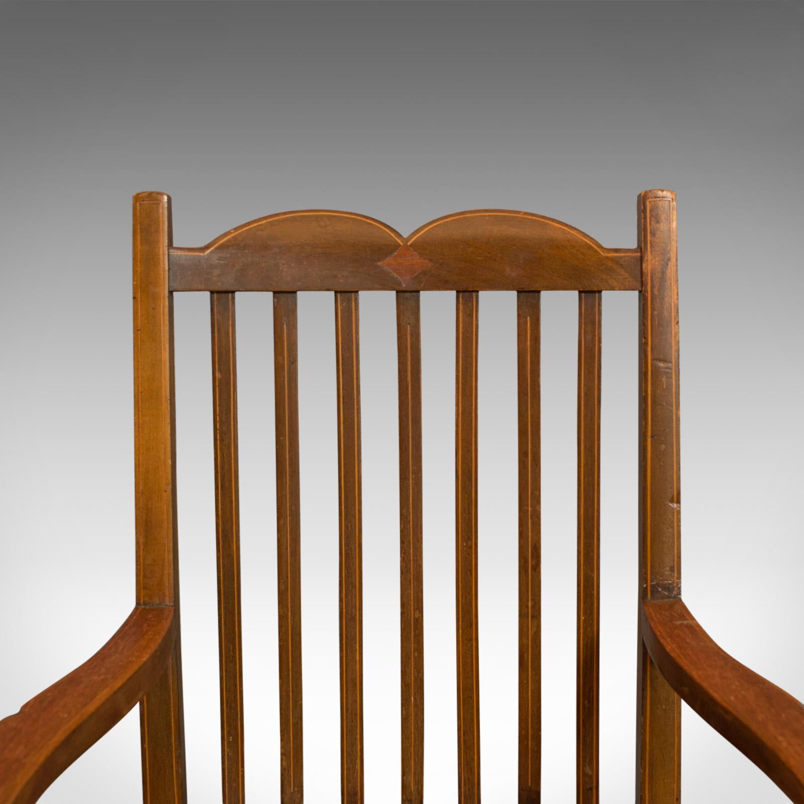 Antique Open Armchair, English, Mahogany, Elbow, Chair, Edwardian 1