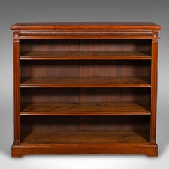 Antique Open Bookcase, English, Walnut, Bookshelf Cabinet, Victorian, Circa 1900