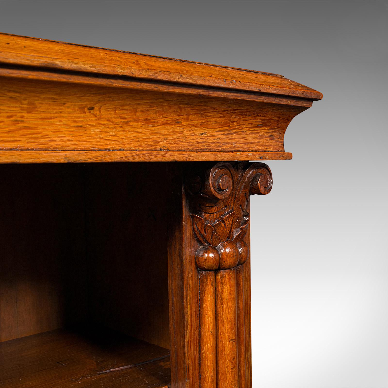 Antique Open Bookcase, Scottish, Oak, Adjustable Book Shelf Cabinet, Victorian 5