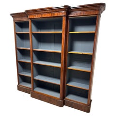 Antique open breakfront bookcase