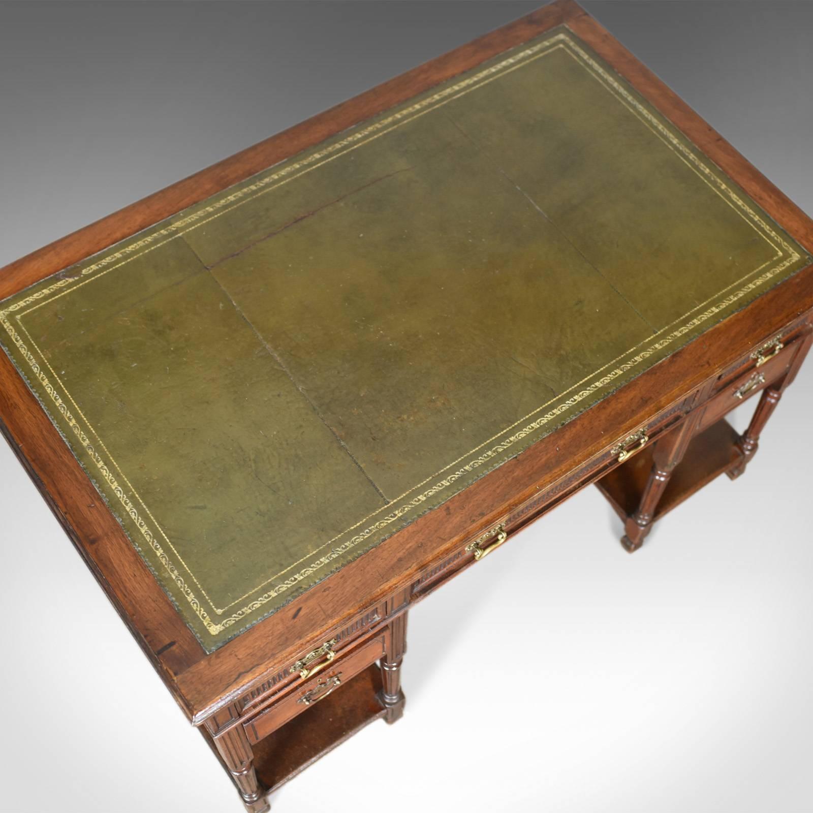 Victorian Antique Open Pedestal Desk English Walnut, W Walker and Sons, London, circa 1870