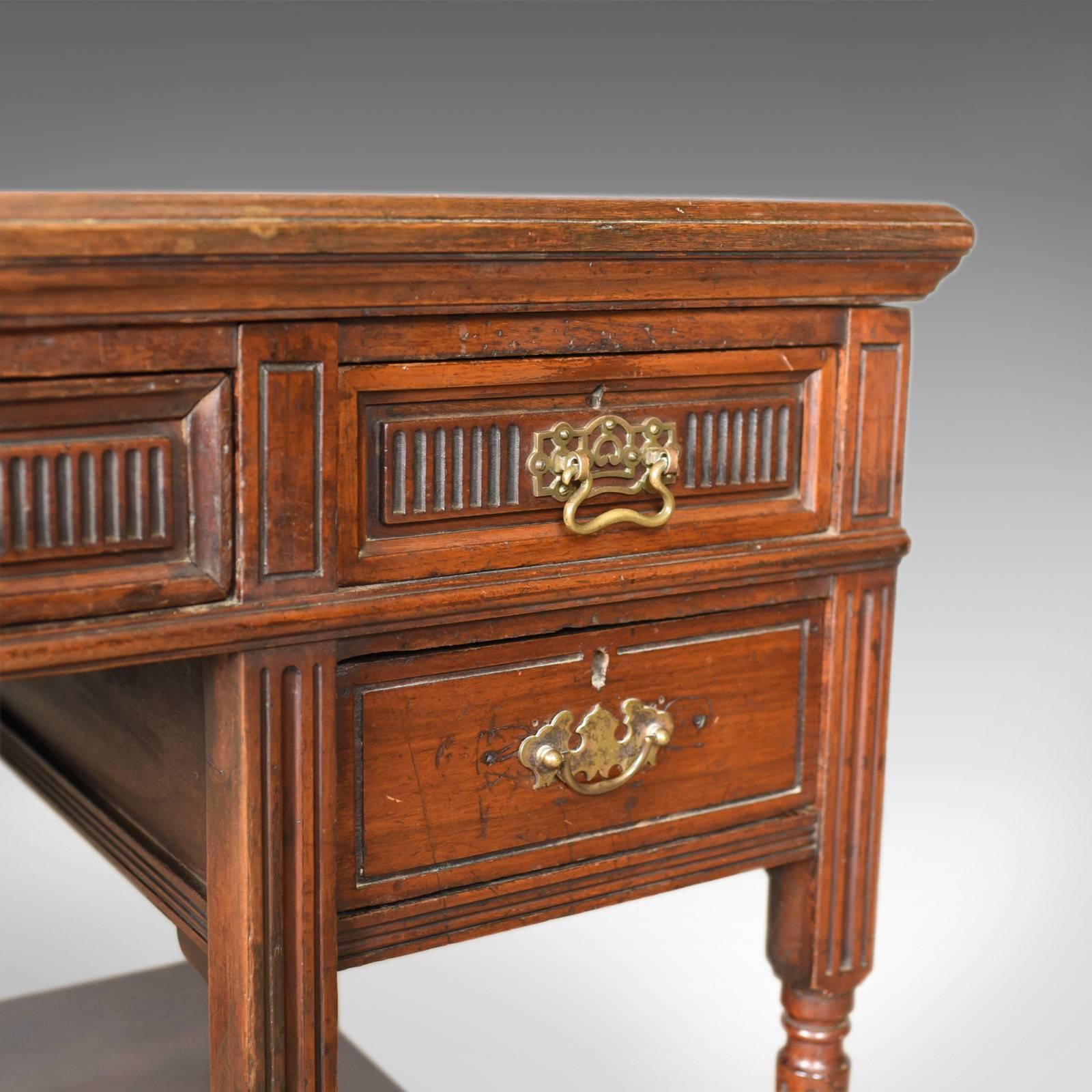 Antique Open Pedestal Desk English Walnut, W Walker and Sons, London, circa 1870 1