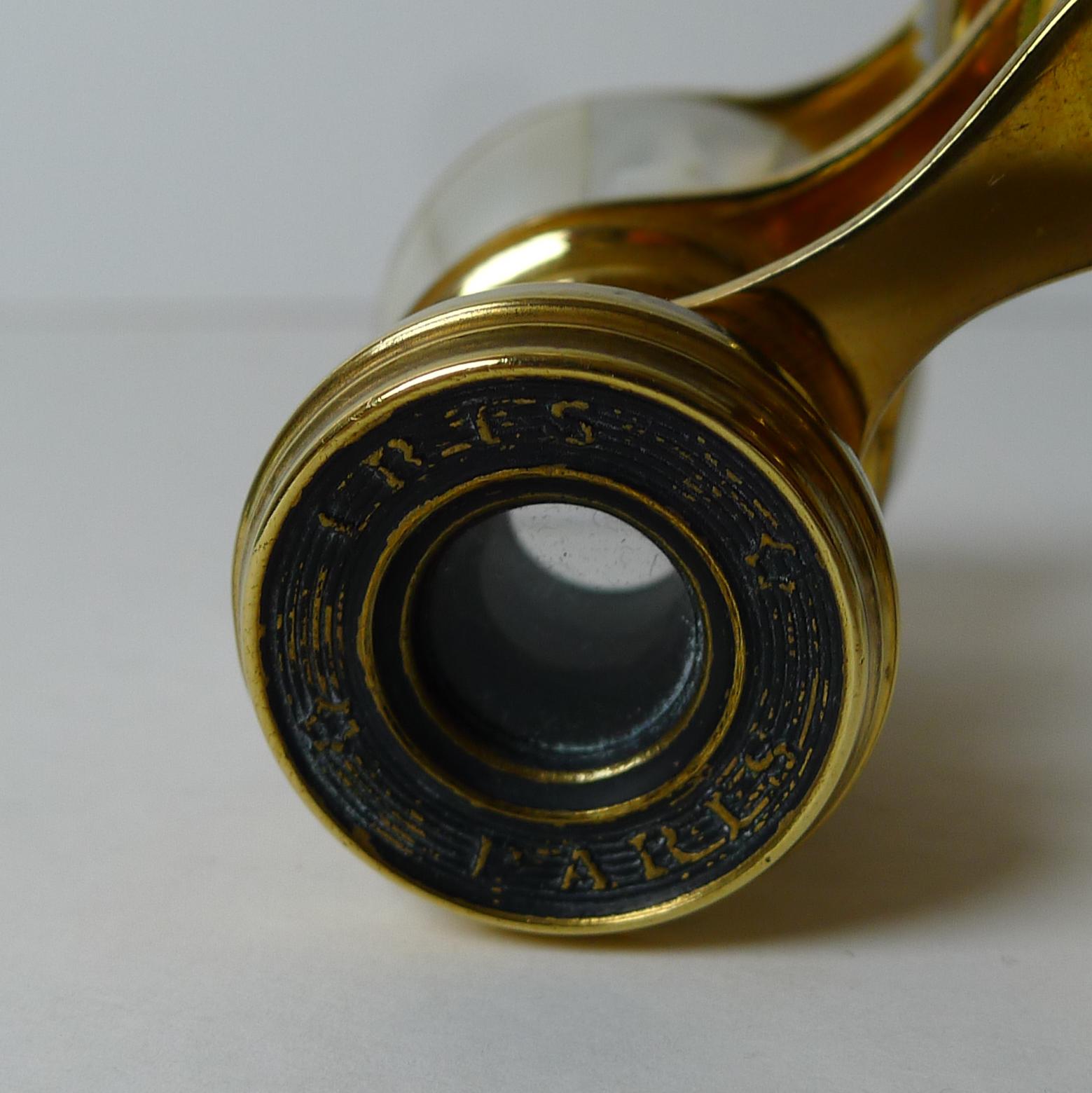 Early 20th Century Antique Opera Glasses, Mother of Pearl C.1900, Signed, Iris, Paris
