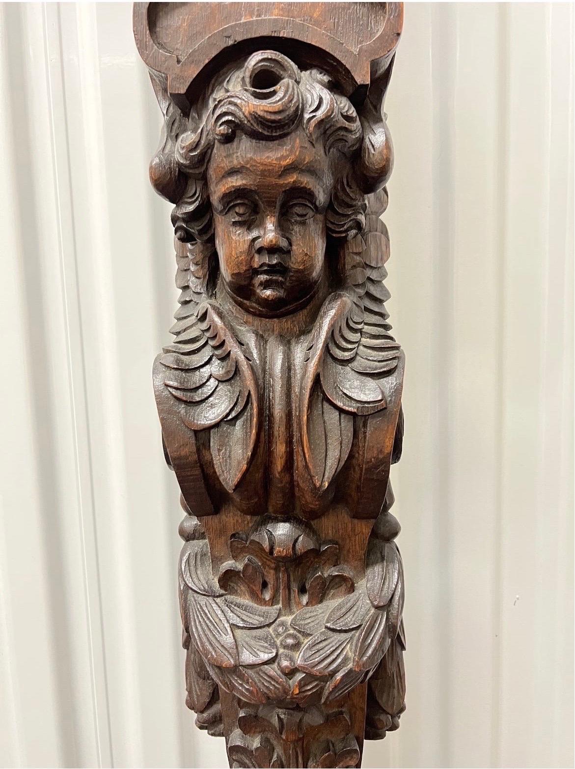 Antique Opposing Highly Carved Mahogany Wall Decor Mounts Angel & Demon, Pair 6