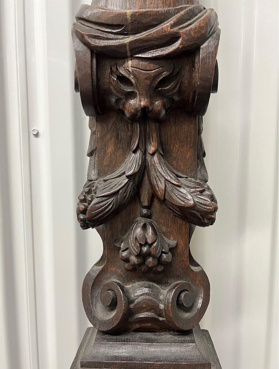 Antique Opposing Highly Carved Mahogany Wall Decor Mounts Angel & Demon, Pair 4