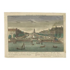 Antiker Optica-Druck von Amsterdam aus dem alten Rampart, Niederlande, um 1760