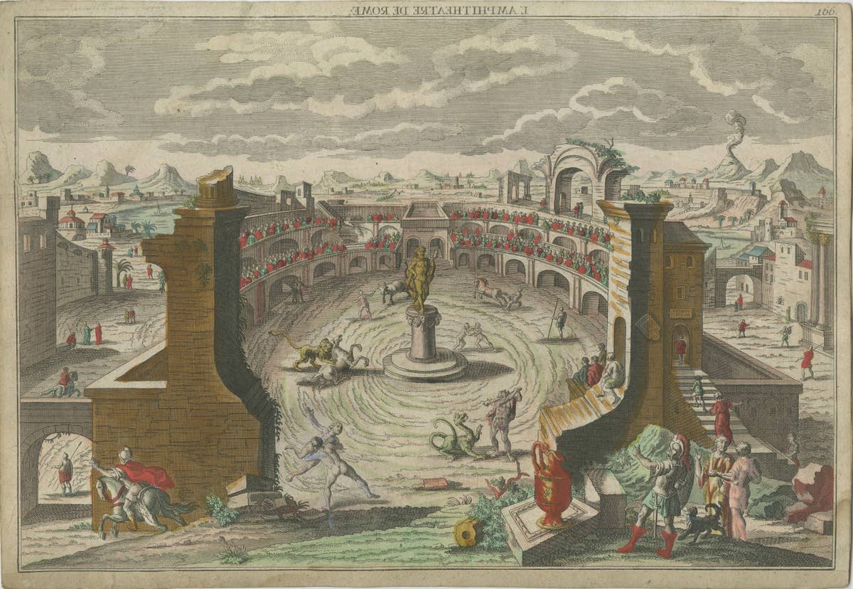 Antique Optical Print of a Roman Amphitheatre