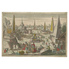 Stampa ottica antica delle Piramidi d'Egitto.