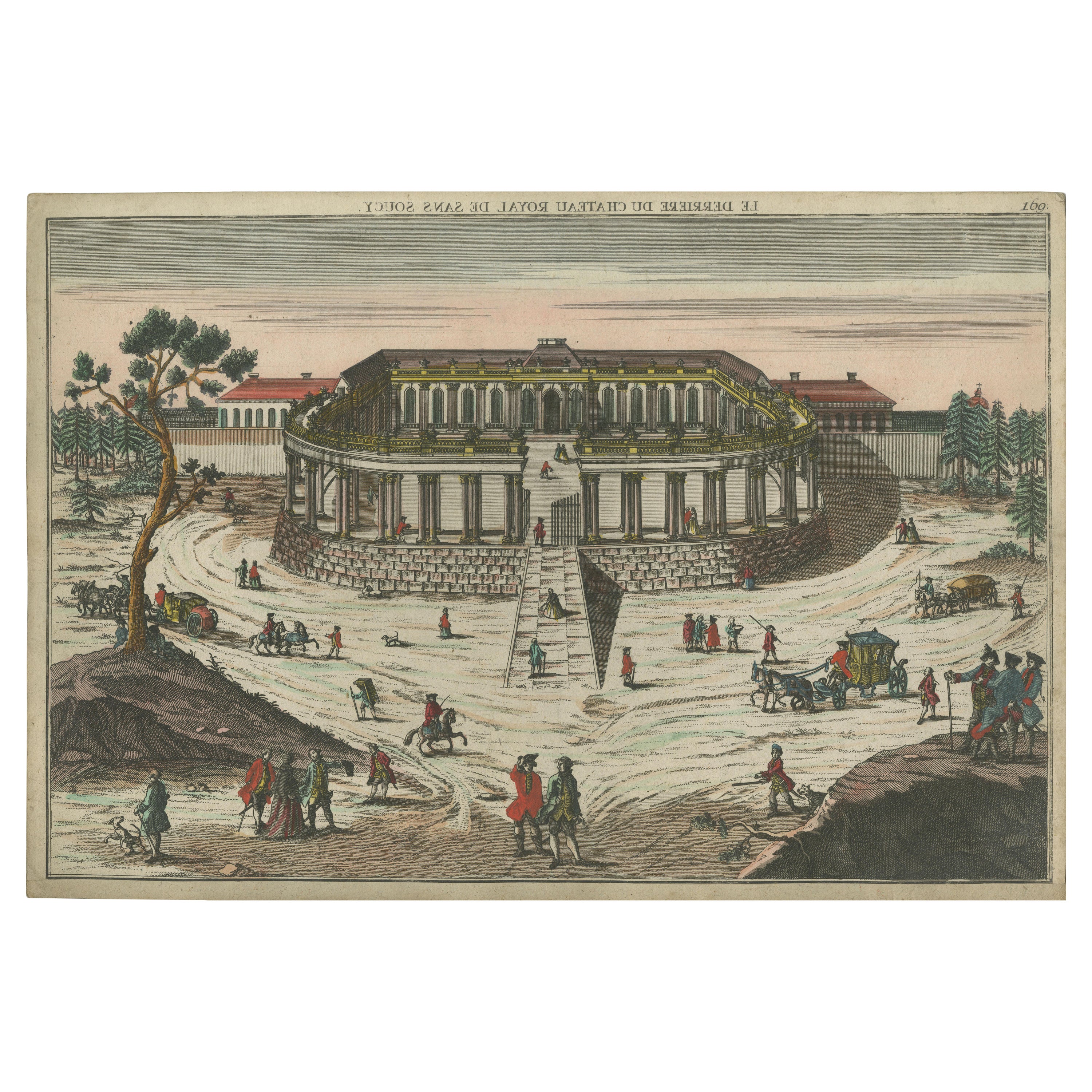 Antiker optischer Druck des Sanssouci-Palastes, Potsdam