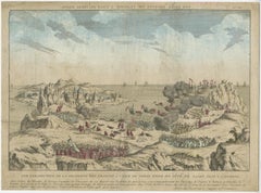 Antique Optical Print The French Attack on St Johns Newfoundland, Canada c1770