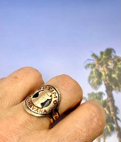 Antique Optimo All Havana Polychrome Enamel 14K Rose Gold Cigar Band Ring