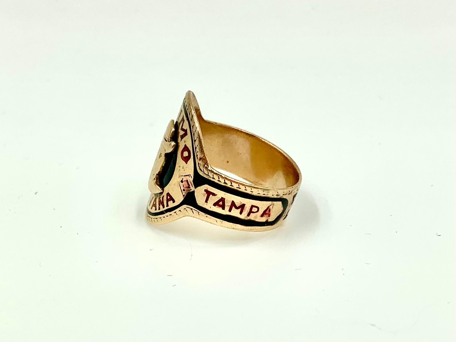 Women's or Men's Antique Optimo All Havana Polychrome Enamel 14K Rose Gold Cigar Band Ring