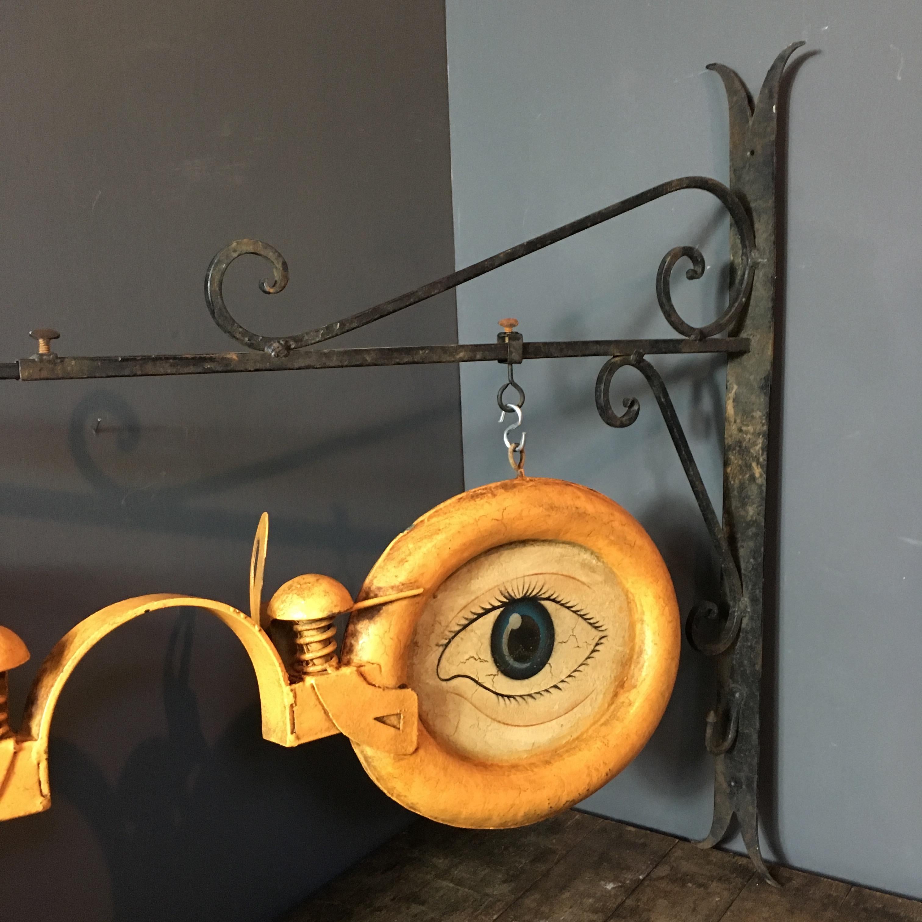 Antique Optometrist Trade Sign with Wall Bracket, circa 1920s 1