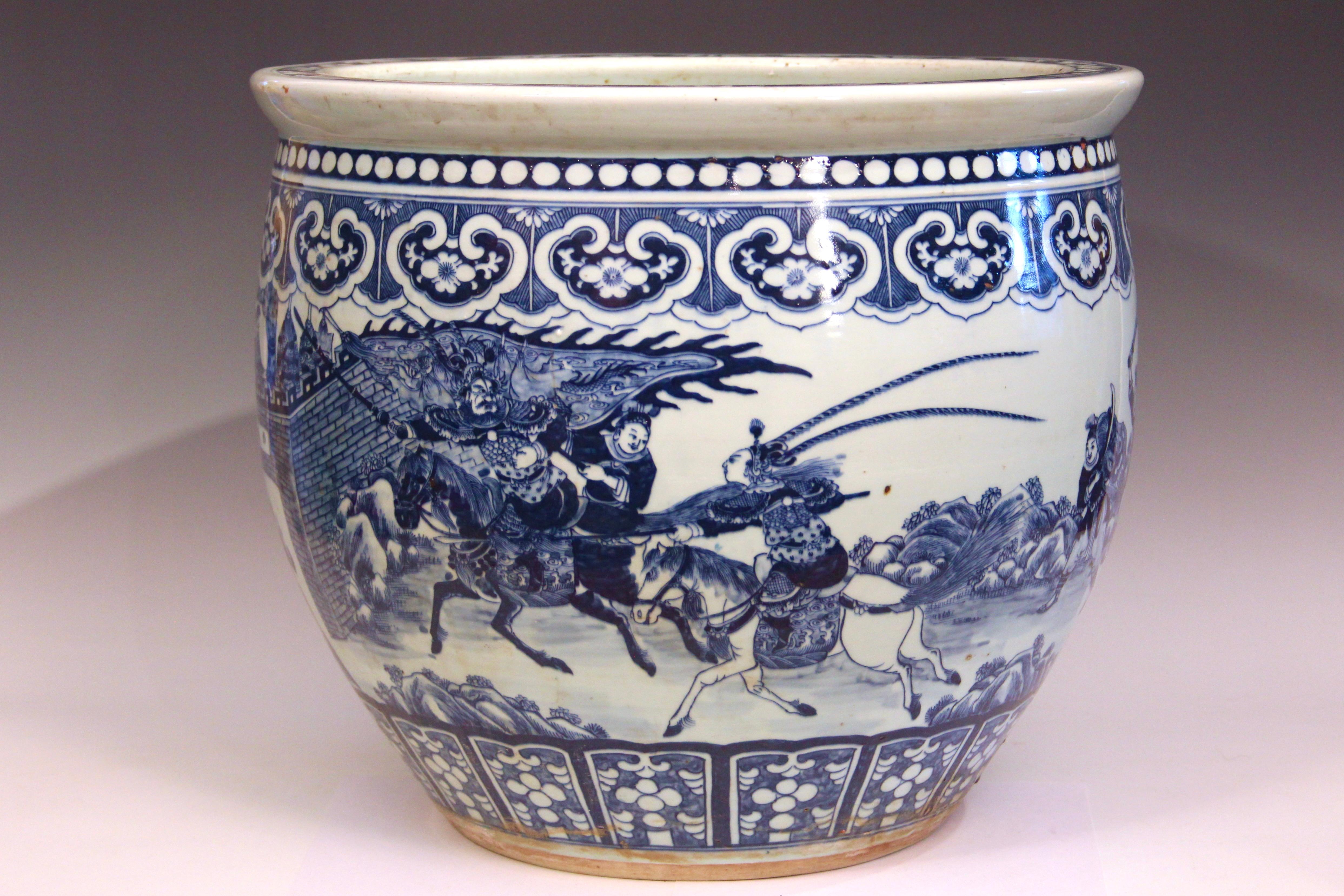 Antique or Old Chinese Porcelain Jardiniere Planter Large Blue & White 18x18
