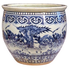 Antique or Old Chinese Porcelain Jardiniere Planter Large Blue & White 18x18"