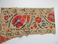 Antique Orange and Blue Long Suzani Table Runner