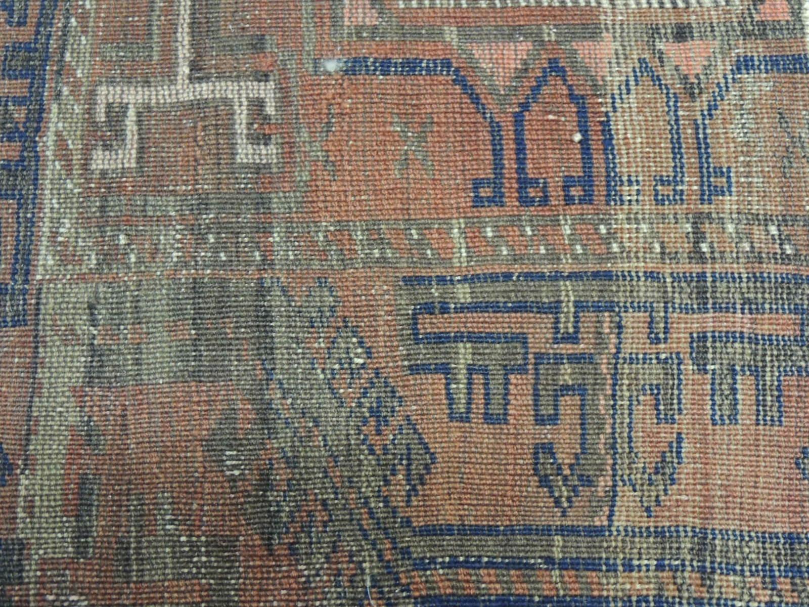 Armenian Antique Orange and Blue Persian Rug Fragment