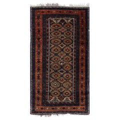 Old Orange and Brown Persian Accent Rug
